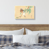 鳥と花、カケスとコニファー キャンバスプリント (インサイチュ (寝室))