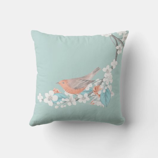 鳥と花 クッション (裏面)