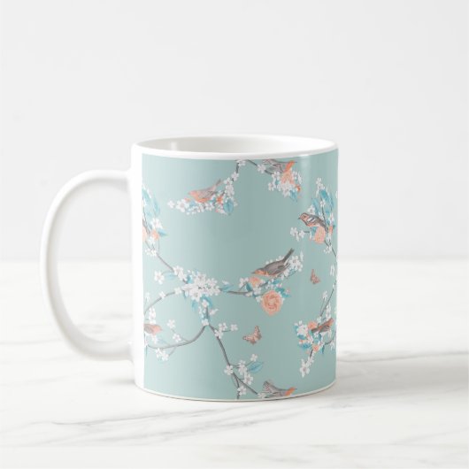 鳥と花 コーヒーマグカップ (左)