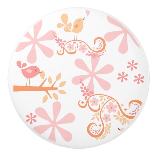 鳥と花 セラミックノブ (正面)