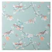 鳥と花 タイル (正面)