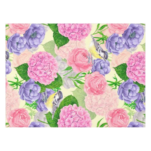 鳥と花 テーブルクロス (正面(横))