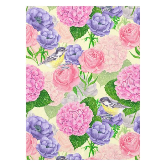 鳥と花 テーブルクロス (正面)