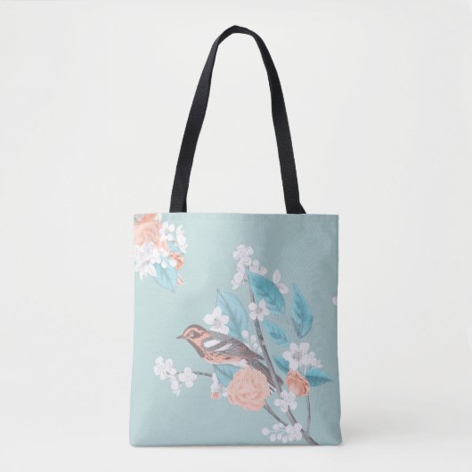 鳥と花 トートバッグ (正面)
