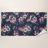 鳥と花 ビーチタオル (正面)