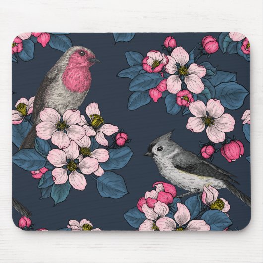 鳥と花 マウスパッド (正面)