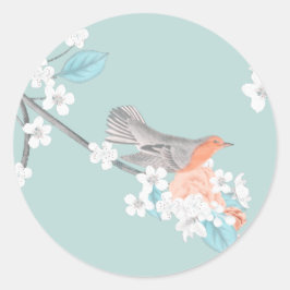 鳥と花 ラウンドシール