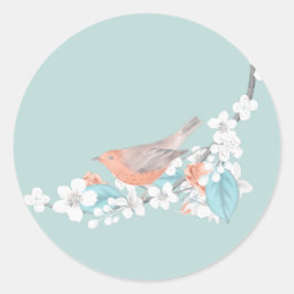 鳥と花 ラウンドシール