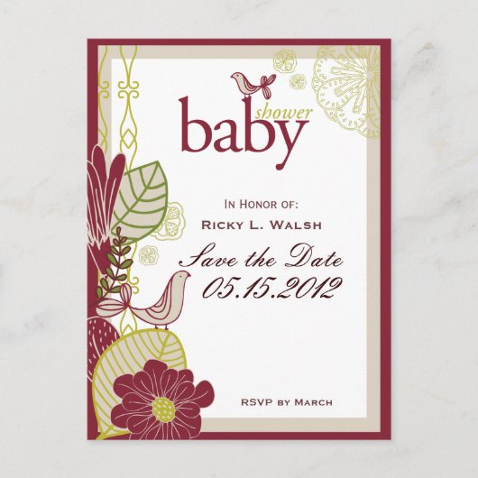 鳥と花 案内ポストカード (正面)