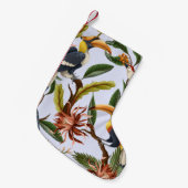 鳥と花：熱帯のヴィンテージパターン。 スモールクリスマスストッキング (正面 (吊り時))