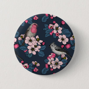 鳥と花 缶バッジ