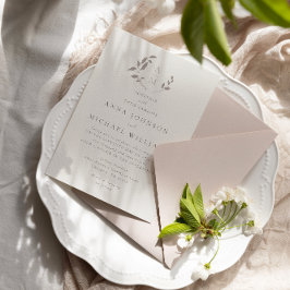 鳥と葉のロマンチック結婚式招待状 招待状