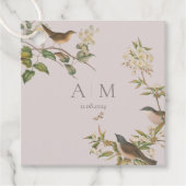 鳥と葉結婚式の引き出物、ロマンチックなラベル フェイバータグ (正面)