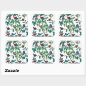 鳥と葉鳥の四角いシール スクエアシール (シート)