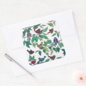 鳥と葉鳥の四角いシール スクエアシール (封筒)