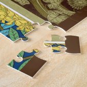 鳥と藤ベルヌイユ青茶色の黄色 ジグソーパズル (側面)