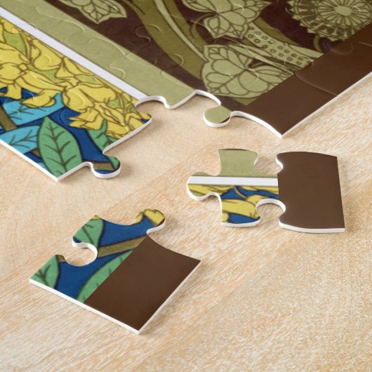 鳥と藤ベルヌイユ青茶色の黄色 ジグソーパズル (側面)