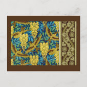 鳥と藤ベルヌイユ青茶色の黄色 ポストカード (正面)