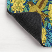 鳥と藤ベルヌイユ青茶色の黄色 マウスパッド (コーナー)