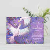 鳥と蜜蜂のウェディング招待状 花 招待状 (スタンド正面)