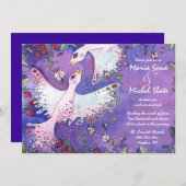 鳥と蜜蜂のウェディング招待状 花 招待状 (正面/裏面)