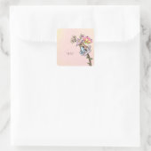 鳥と蝶が鳥小屋で会う スクエアシール (バッグ)