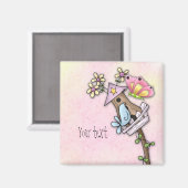 鳥と蝶が鳥小屋で会う マグネット (正面/裏面)