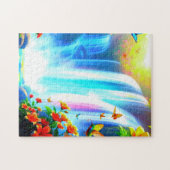 鳥と蝶と虹の滝 ジグソーパズル (横)