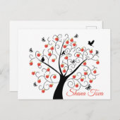 鳥と蝶とRosh Hashanahアップルの木 ポストカード (正面/裏面)