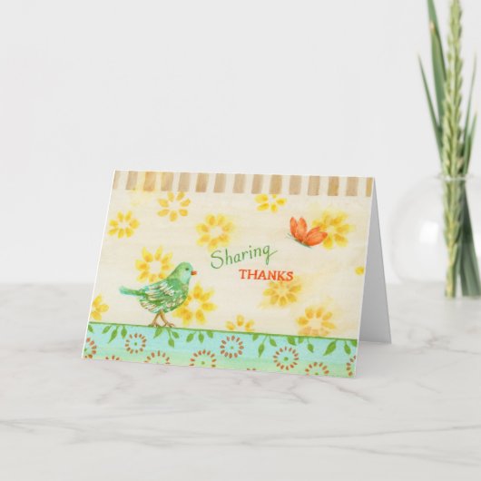 鳥と蝶のグリーティング空白のカードの共有 カード (正面)