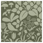鳥と蝶の庭、オリーブグリーン ファブリック (クローズアップ)