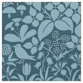 鳥と蝶の庭、クジャックブルー ファブリック (クローズアップ)