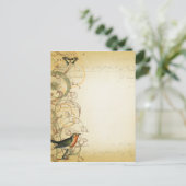 鳥と蝶の渦巻きファンシー ポストカード (スタンド正面)