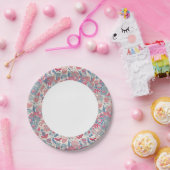 鳥と蝶の花柄 ペーパープレート (パーティー)