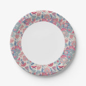 鳥と蝶の花柄 ペーパープレート (正面)