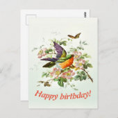 鳥と蝶の誕生日 ポストカード (正面/裏面)