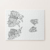 鳥と蝶の – 自分で色 ジグソーパズル (横)