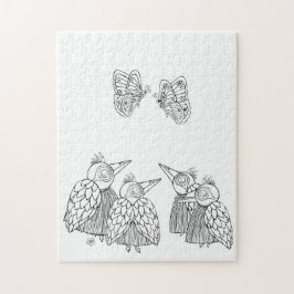 鳥と蝶の – 自分で色 ジグソーパズル