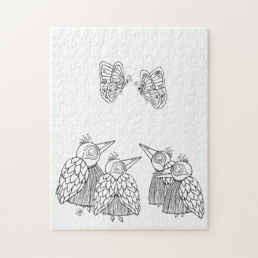 鳥と蝶の – 自分で色 ジグソーパズル (縦)