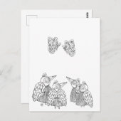 鳥と蝶の – 自分で色 ポストカード (正面/裏面)