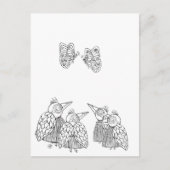 鳥と蝶の – 自分で色 ポストカード (正面)