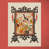 鳥と蝶アートプリント ポスター