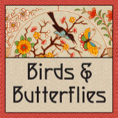 鳥と蝶アートプリント ポスター