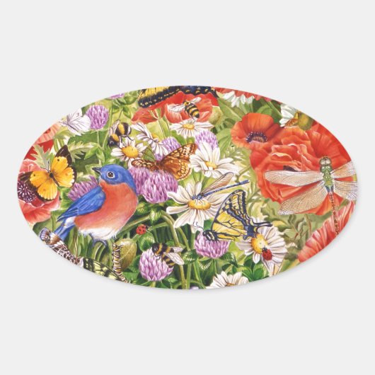 鳥と蝶オーバルシール 楕円形シール (正面)