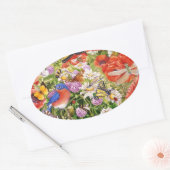 鳥と蝶オーバルシール 楕円形シール (封筒)