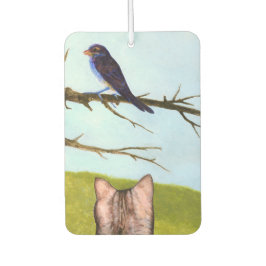 鳥と話すタビー猫 カーエアーフレッシュナー