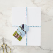 鳥と話すタビー猫 ギフトタグ (より糸付き)