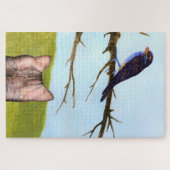 鳥と話すタビー猫 ジグソーパズル (横)