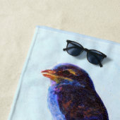 鳥と話すタビー猫 ビーチタオル (インサイチュ)