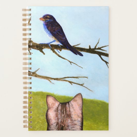 鳥と話すタビー猫 プランナー手帳 (正面)
